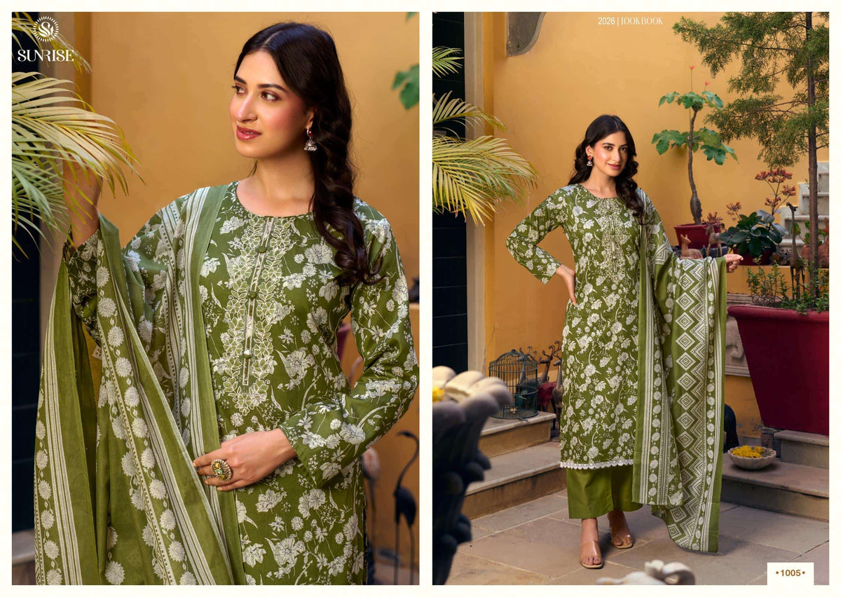 Sunrise Summer Cotton Heavy Jam Satin Dress Material