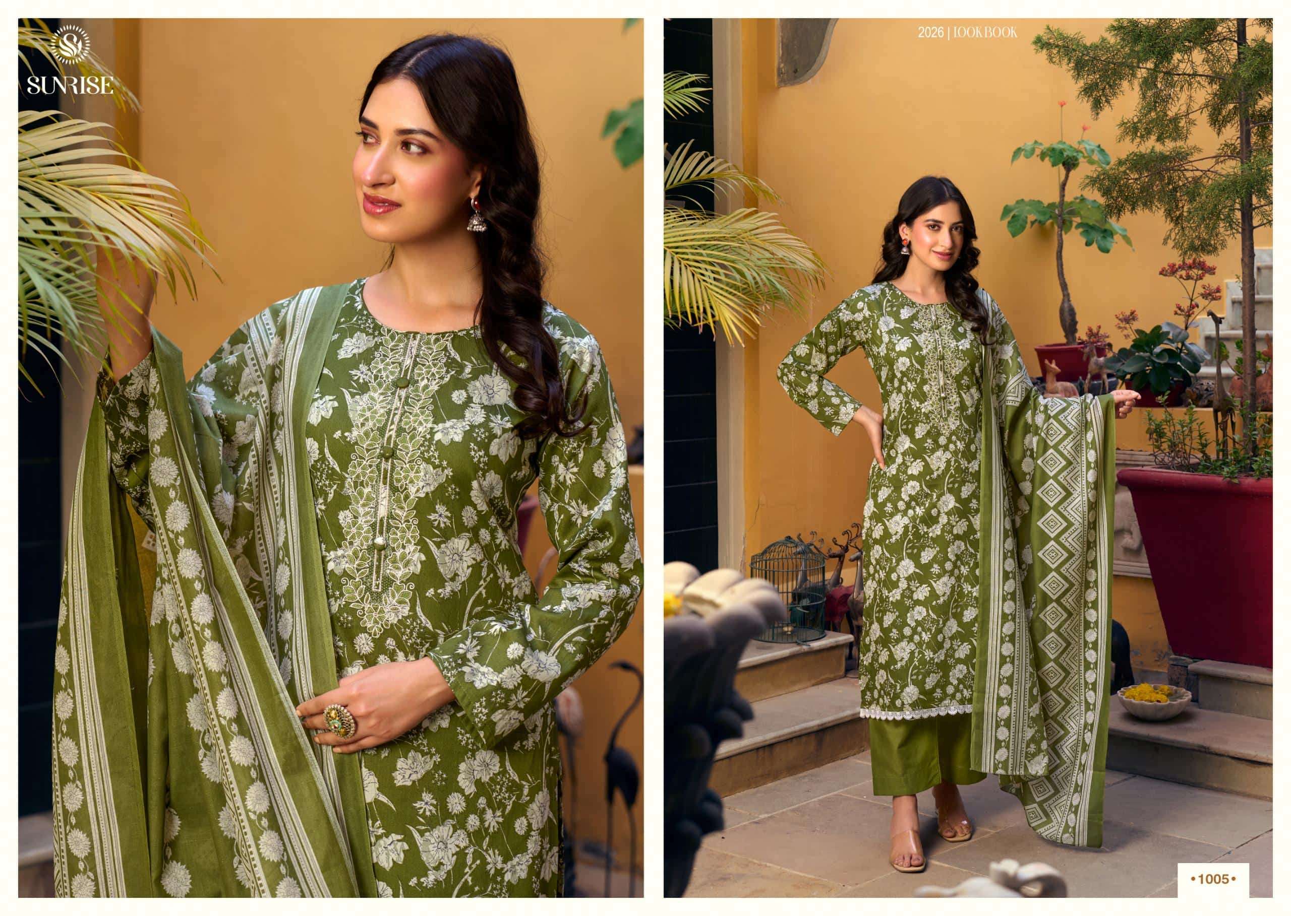 Sunrise Summer Cotton Heavy Jam Satin Dress Material