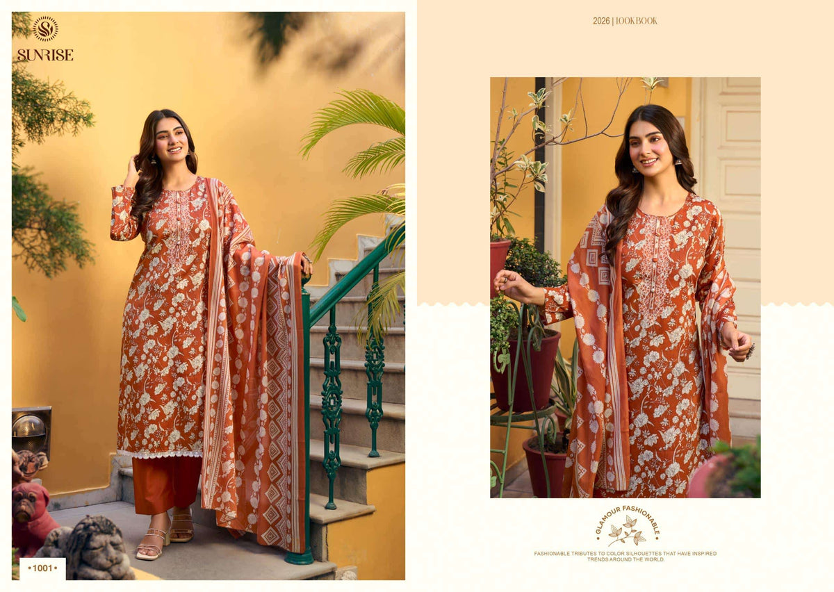 Sunrise Summer Cotton Heavy Jam Satin Dress Material