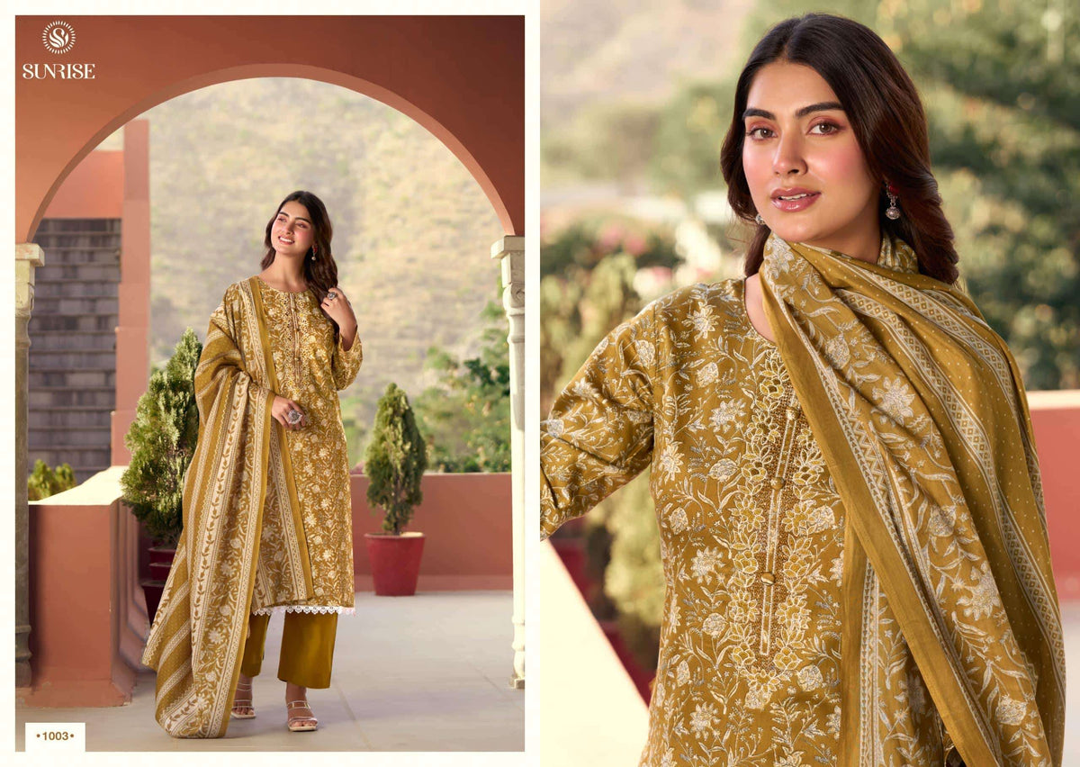Sunrise Summer Cotton Heavy Jam Satin Dress Material