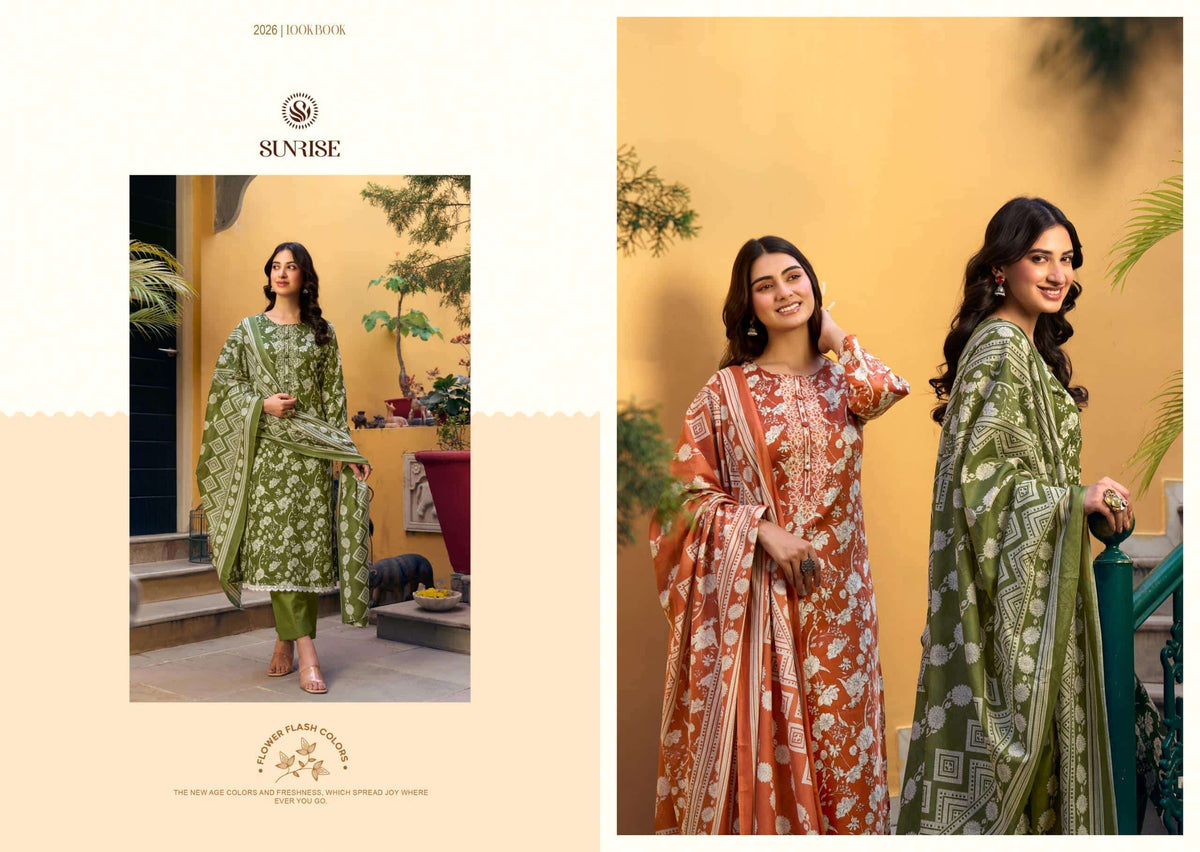 Sunrise Summer Cotton Heavy Jam Satin Dress Material