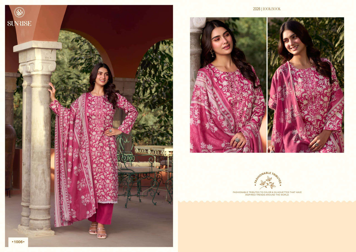 Sunrise Summer Cotton Heavy Jam Satin Dress Material