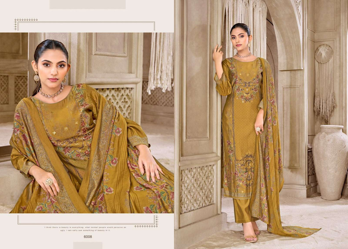 Supriya Fashion Safar Vol 6 Modal Silk Discharge Foil Print Dress Material - Amrah Wholesale