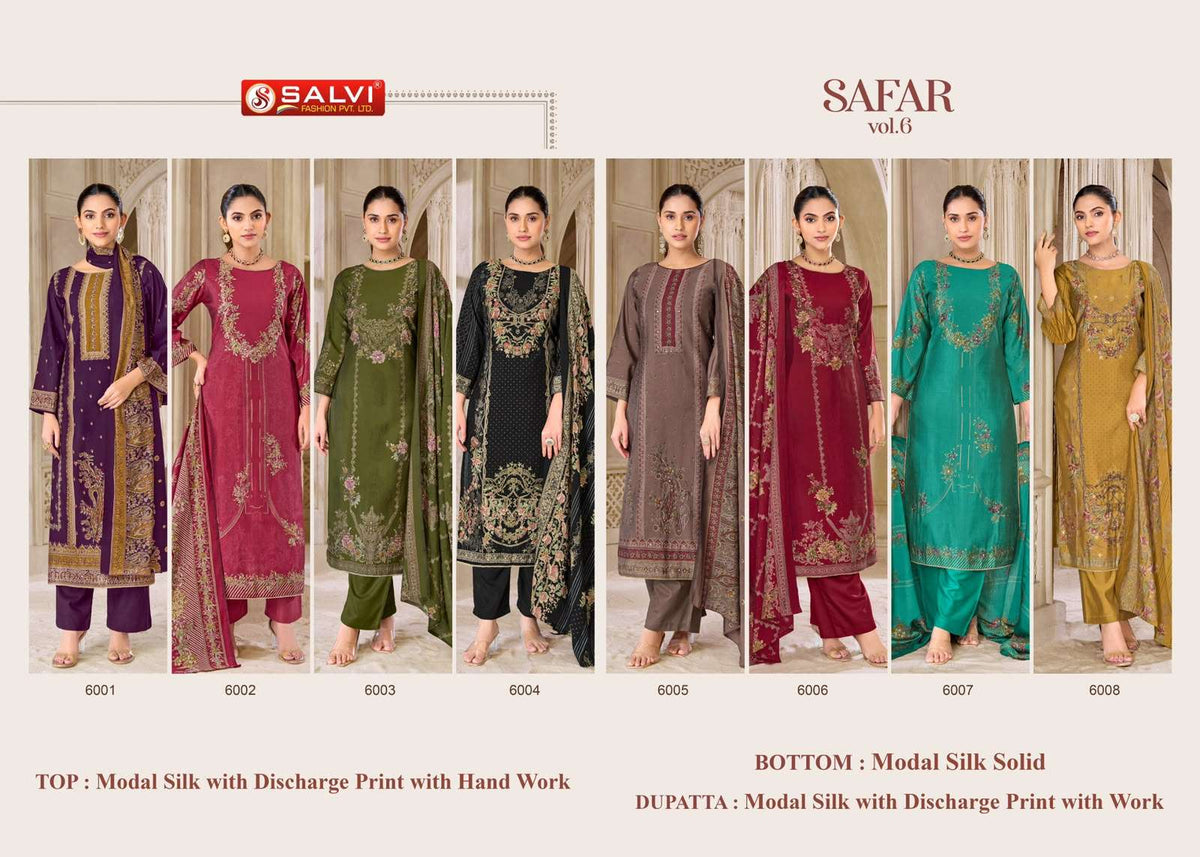 Supriya Fashion Safar Vol 6 Modal Silk Discharge Foil Print Dress Material - Amrah Wholesale