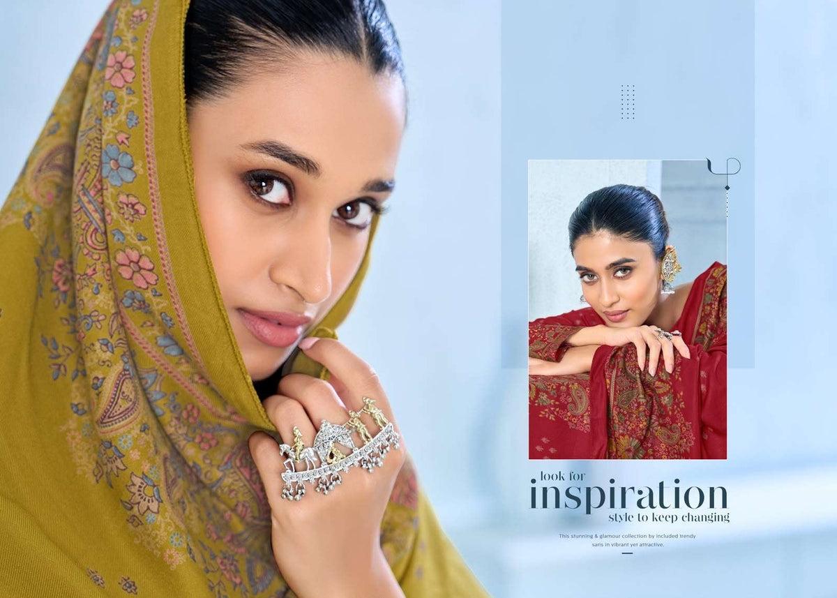 Supriya Fashion Saffron Woollen Pure Viscose Pashmina Dress Material