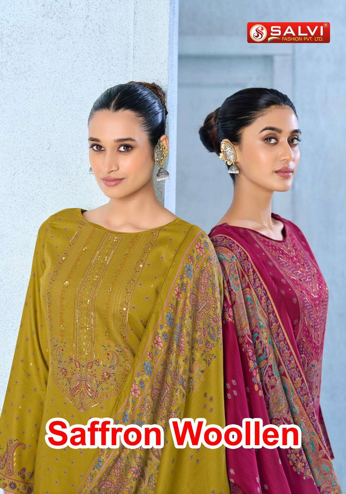 Supriya Fashion Saffron Woollen Pure Viscose Pashmina Dress Material