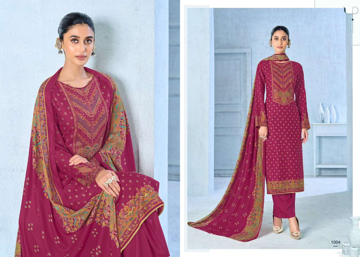 Supriya Fashion Saffron Woollen Pure Viscose Pashmina Dress Material