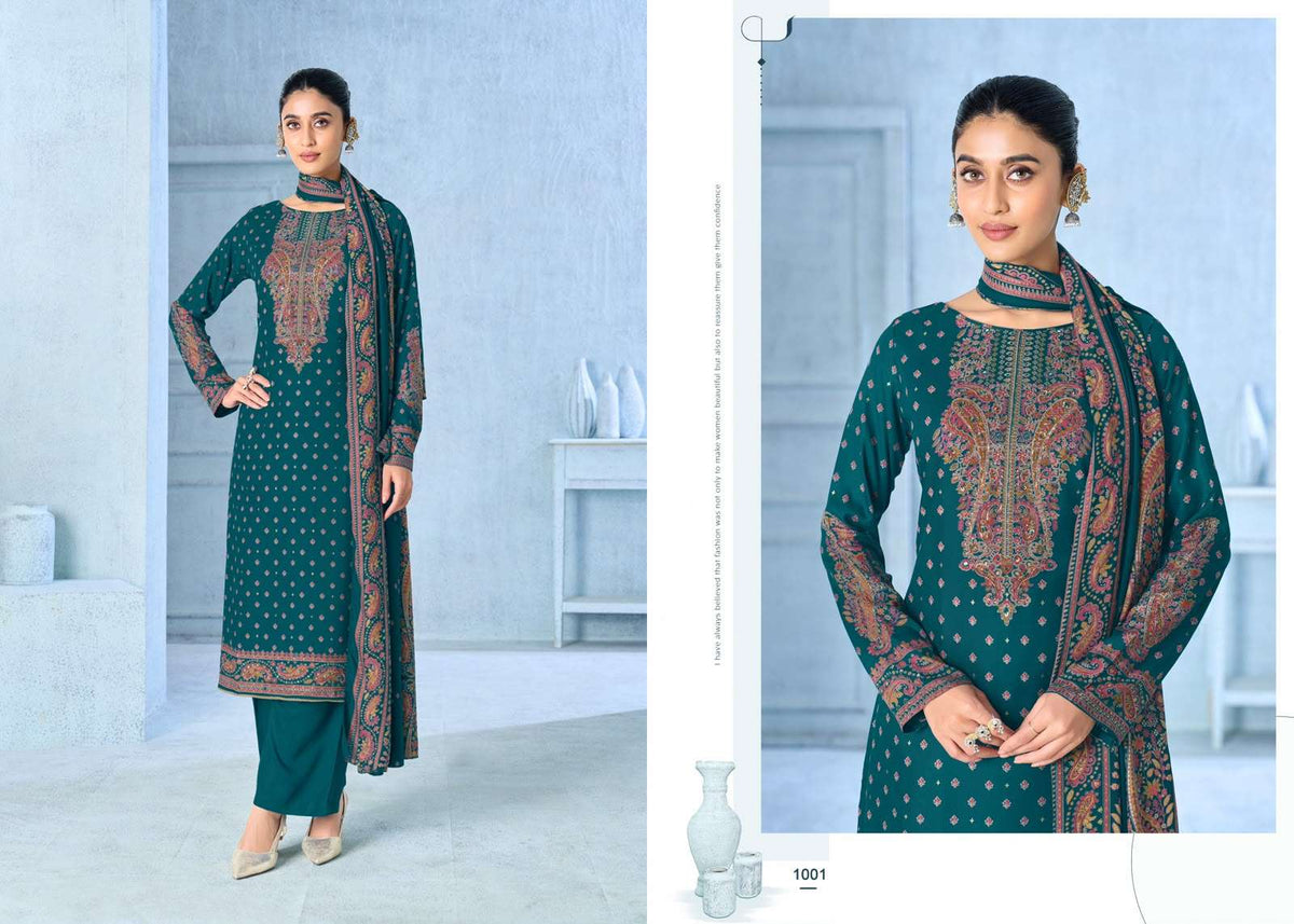 Supriya Fashion Saffron Woollen Pure Viscose Pashmina Dress Material