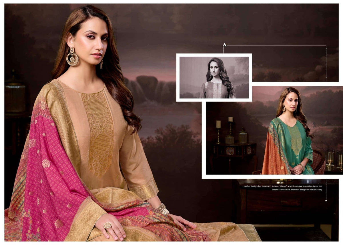 Supriya Fashion Summer Jacquard Muslin Jacquard Dress Material - Amrah Wholesale