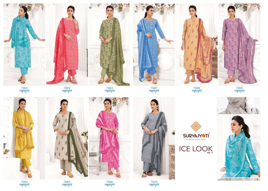Suryajyoti Ice Look Vol 7 Pure Cotton Dress Material - Amrah Wholesale