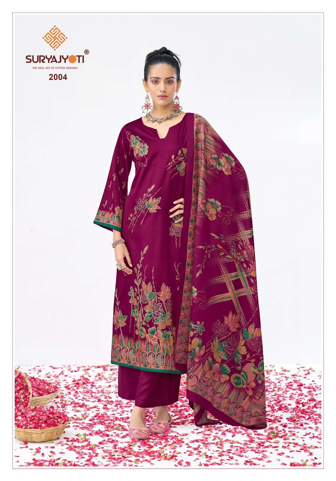 Suryajyoti Kaara Cotton Vol 2 Jam Satin Dress Material