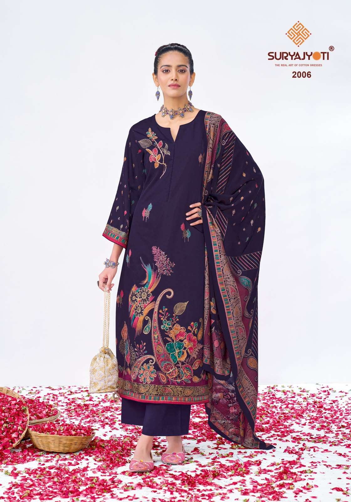 Suryajyoti Kaara Cotton Vol 2 Jam Satin Dress Material