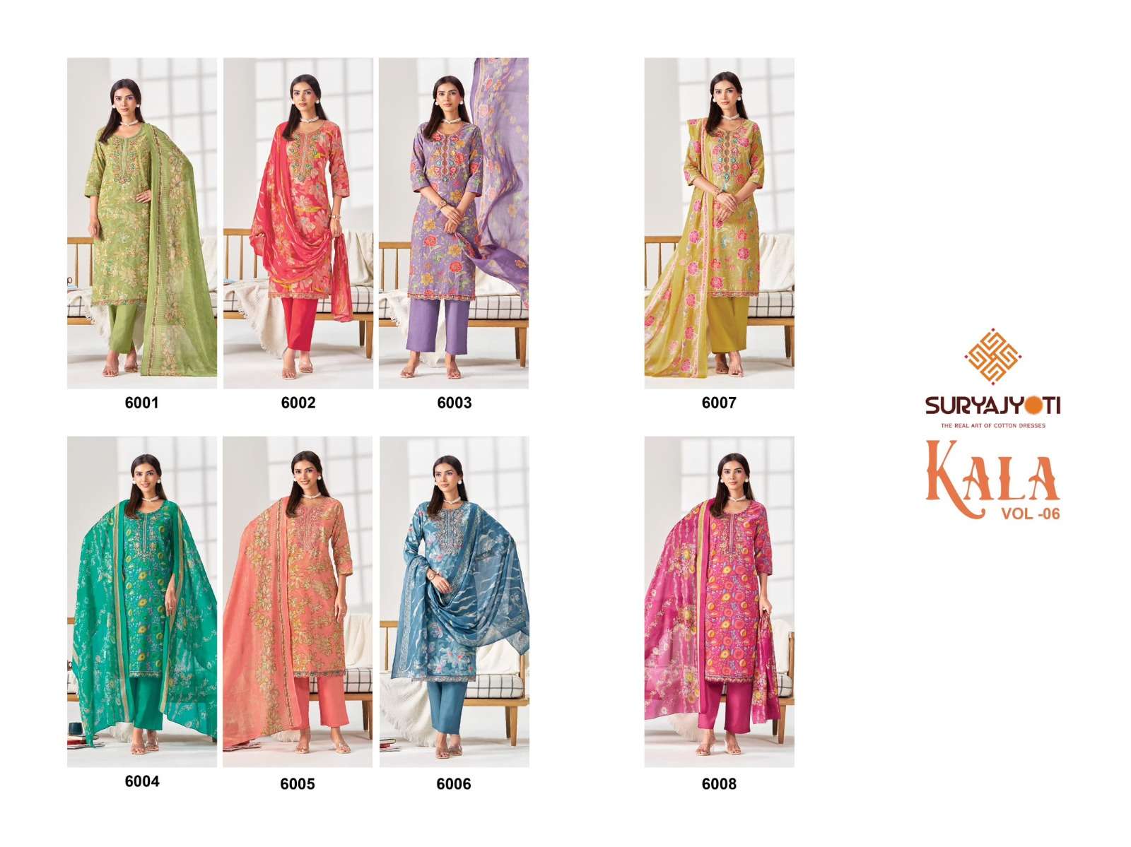 Suryajyoti Kala Vol 6 Pure Cotton Kurti Pant Dupatta Set