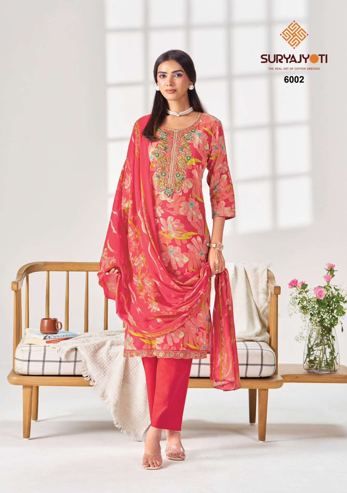 Suryajyoti Kala Vol 6 Pure Cotton Kurti Pant Dupatta Set