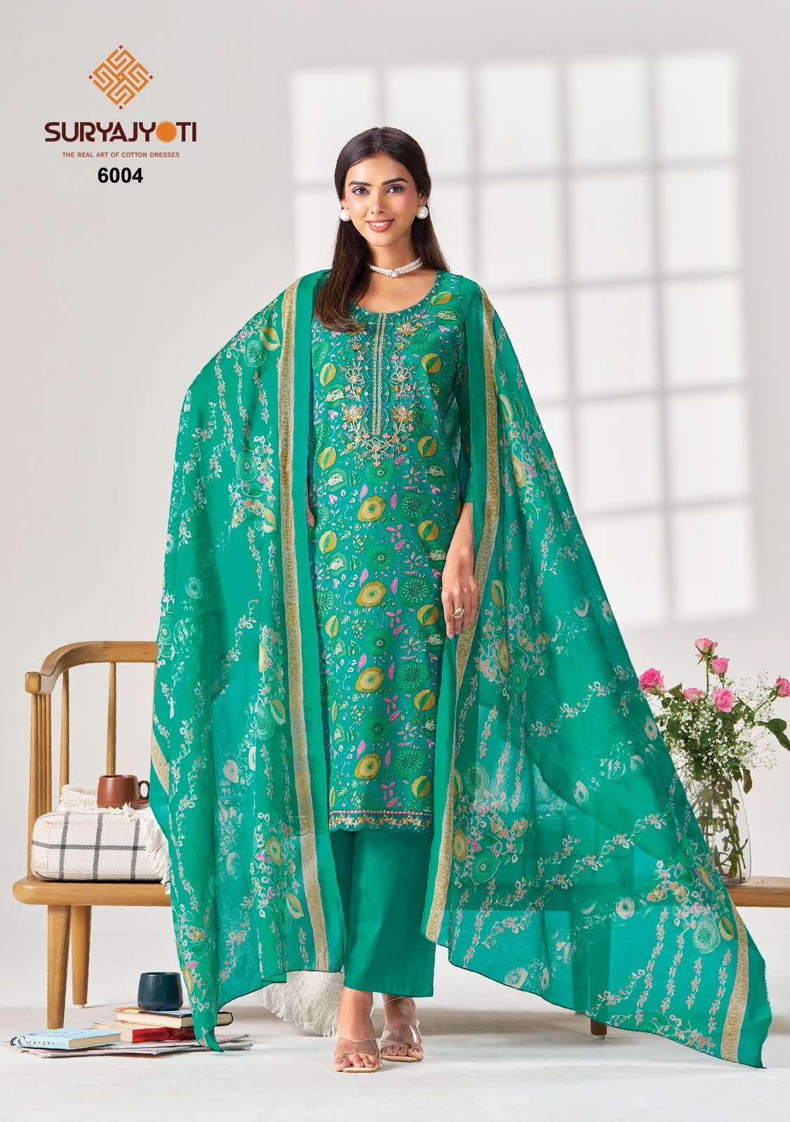 Suryajyoti Kala Vol 6 Pure Cotton Kurti Pant Dupatta Set