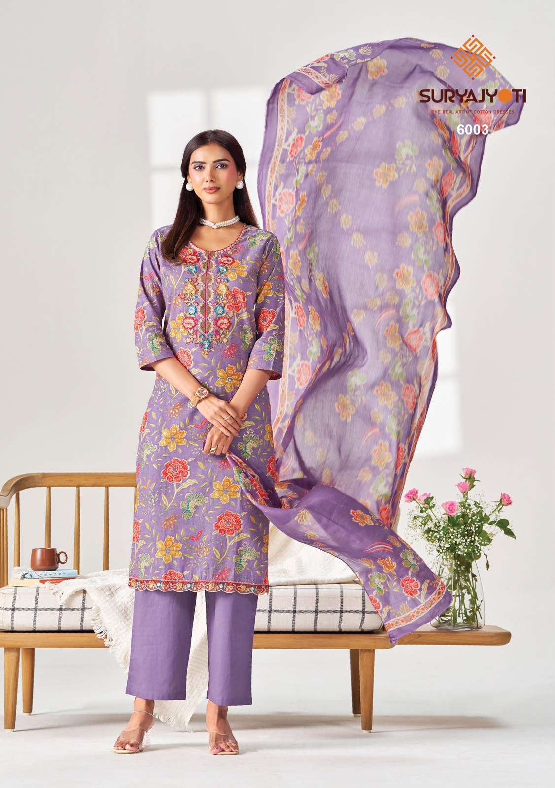 Suryajyoti Kala Vol 6 Pure Cotton Kurti Pant Dupatta Set