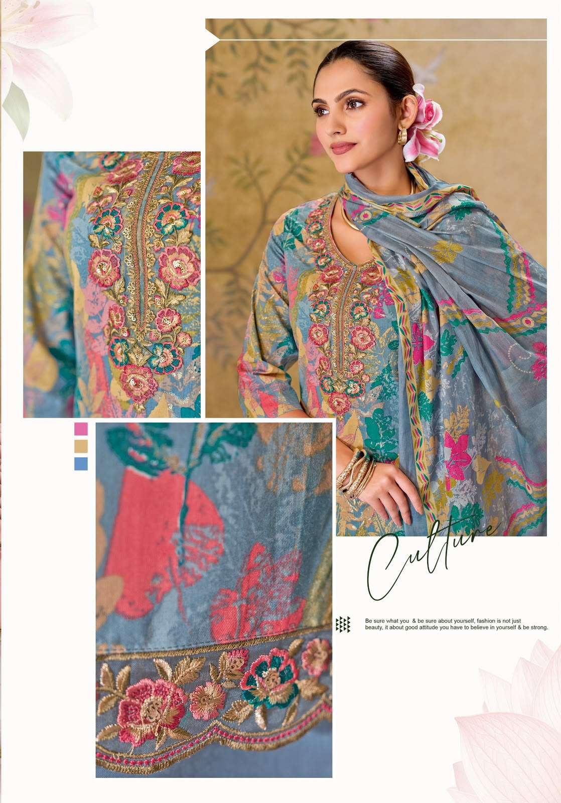 Suryajyoti Kala Vol 7 Pure Cotton Kurti Pant Dupatta Set - Amrah Wholesale