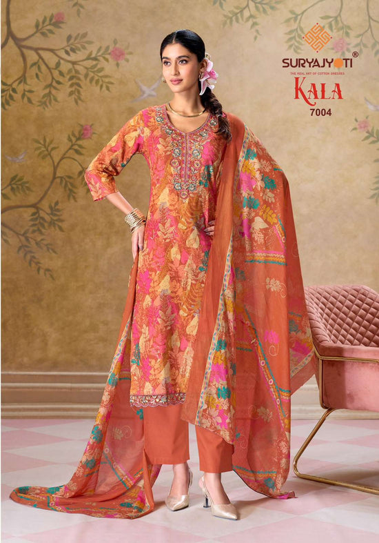 Suryajyoti Kala Vol 7 Pure Cotton Kurti Pant Dupatta Set - Amrah Wholesale