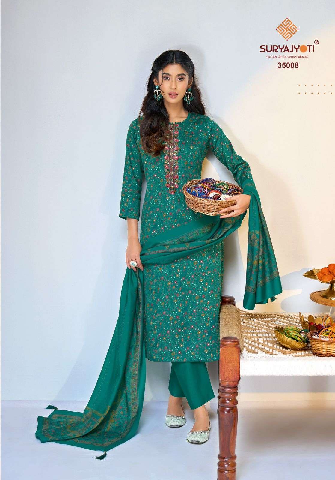 Suryajyoti Kalki Vol 35 Jam Satin Printed Dress Material