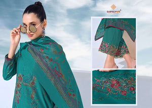 Suryajyoti Kashi Vol 1 Slub Foil Printed Dress Material