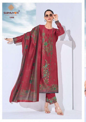Suryajyoti Kashi Vol 1 Slub Foil Printed Dress Material
