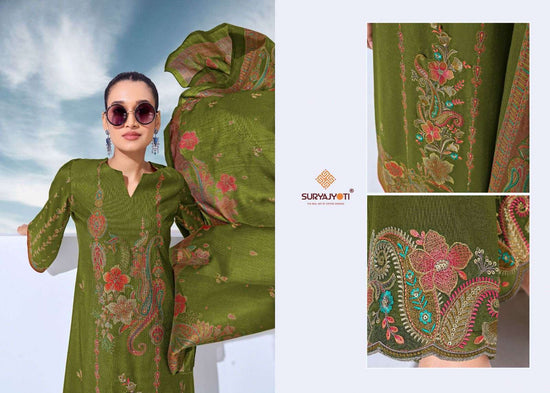 Suryajyoti Kashi Vol 1 Slub Foil Printed Dress Material