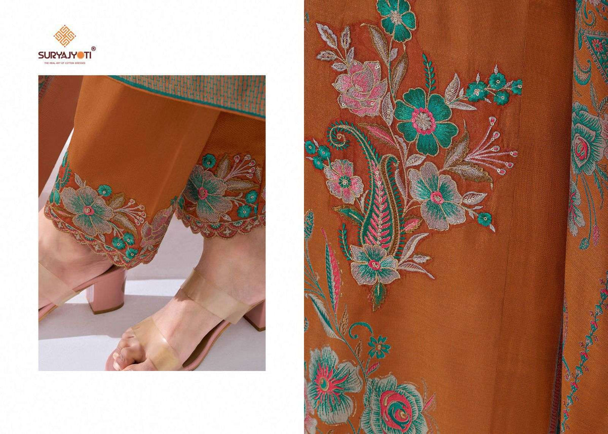 Suryajyoti Kashi Vol 1 Slub Foil Printed Dress Material