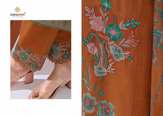Suryajyoti Kashi Vol 1 Slub Foil Printed Dress Material