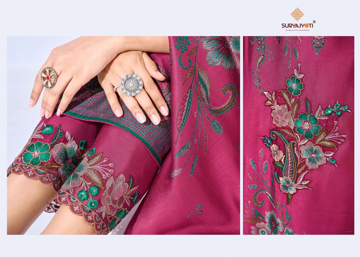 Suryajyoti Kashi Vol 1 Slub Foil Printed Dress Material
