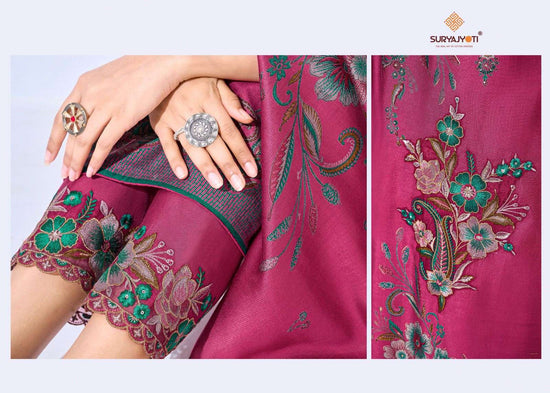 Suryajyoti Kashi Vol 1 Slub Foil Printed Dress Material