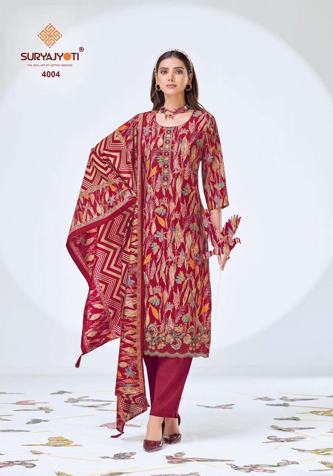Suryajyoti Katrina Vol 4 Modal Silk Kurti Pant Dupatta Set