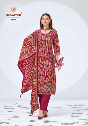 Suryajyoti Katrina Vol 4 Modal Silk Kurti Pant Dupatta Set