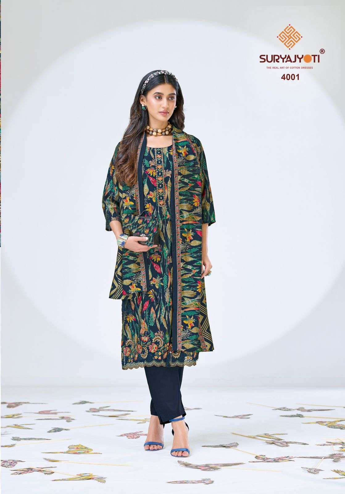 Suryajyoti Katrina Vol 4 Modal Silk Kurti Pant Dupatta Set