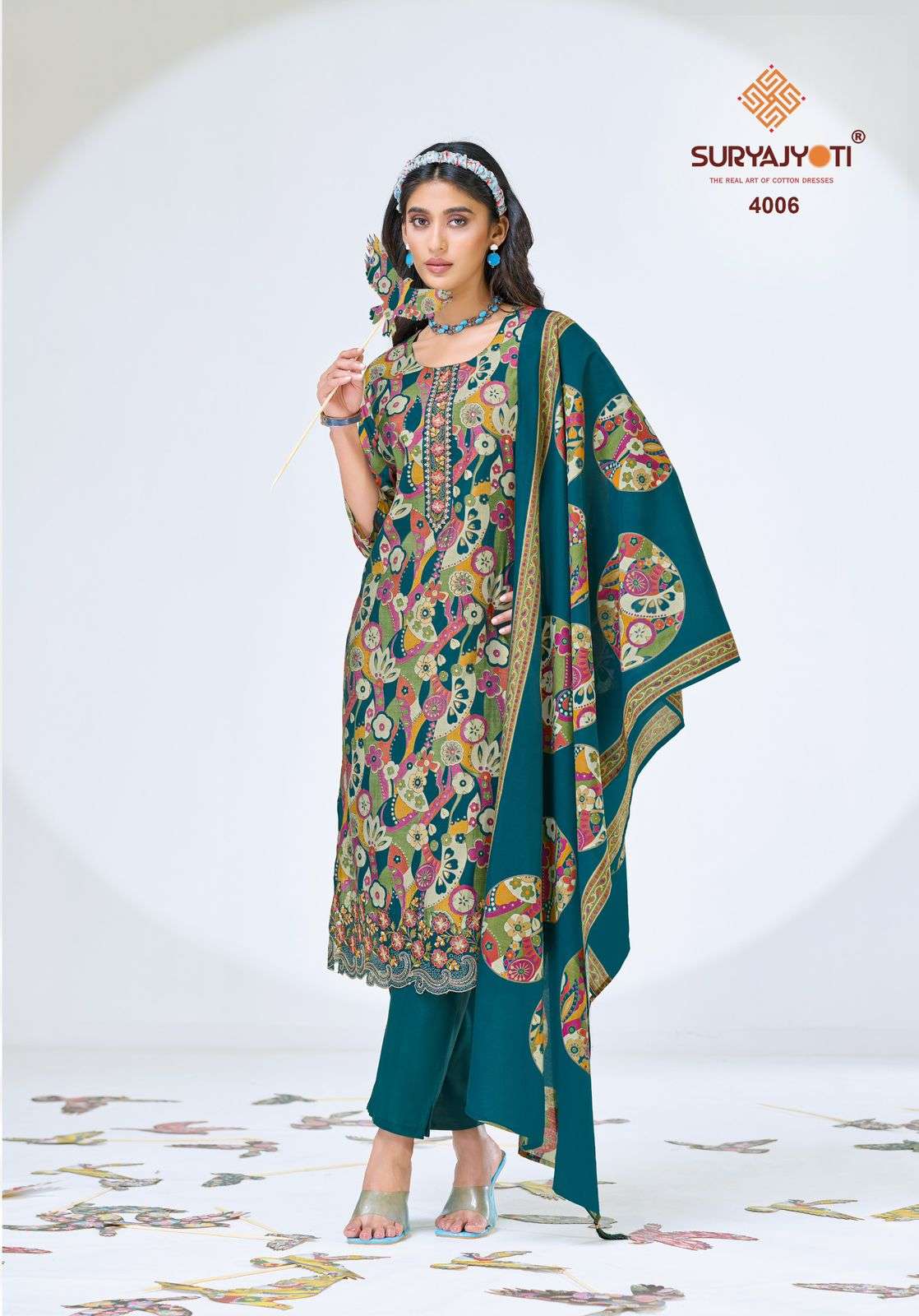 Suryajyoti Katrina Vol 4 Modal Silk Kurti Pant Dupatta Set