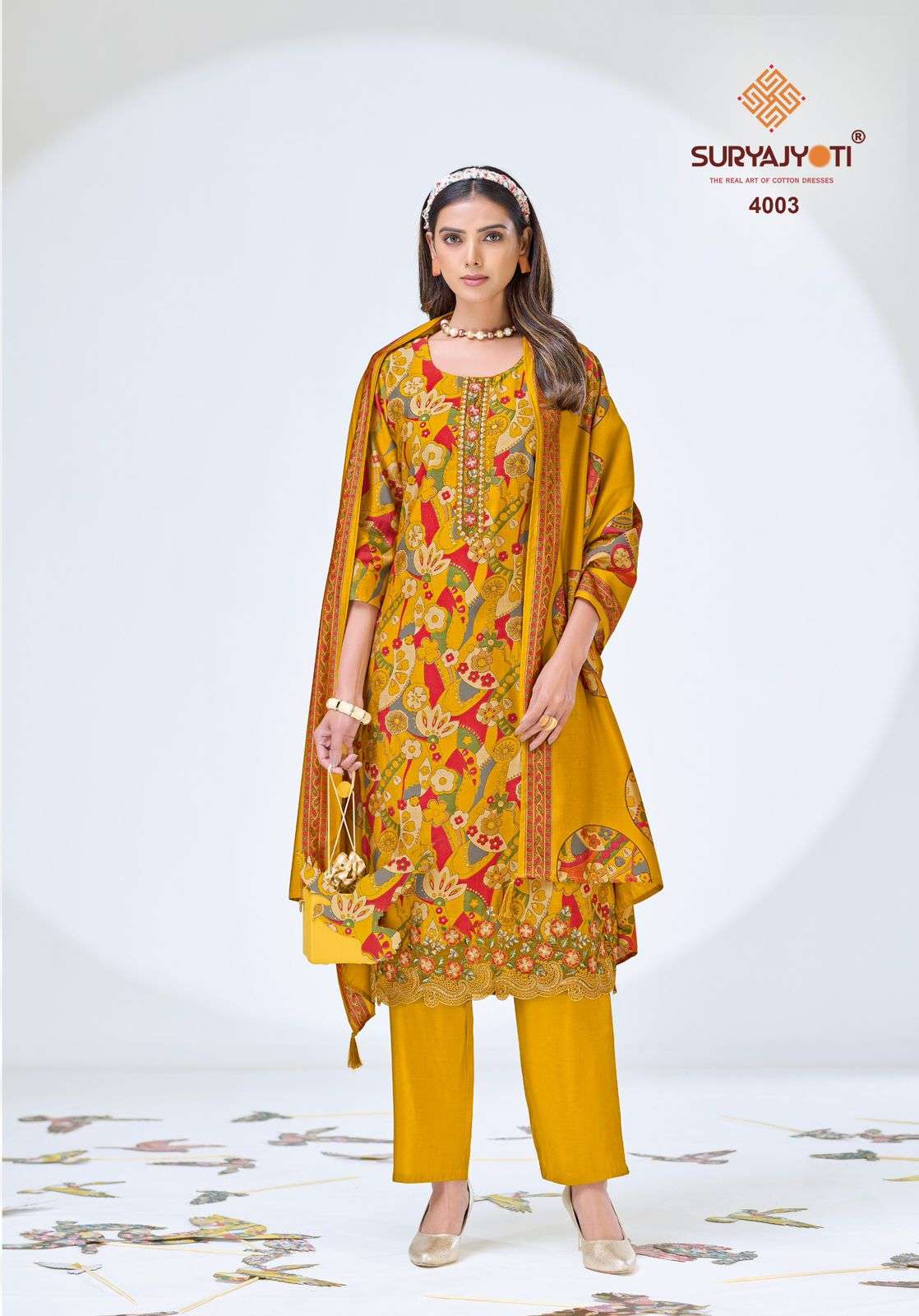 Suryajyoti Katrina Vol 4 Modal Silk Kurti Pant Dupatta Set