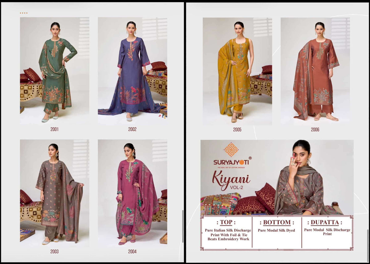 Suryajyoti Kiyani Vol 2 Fancy Italian Silk Dress Material