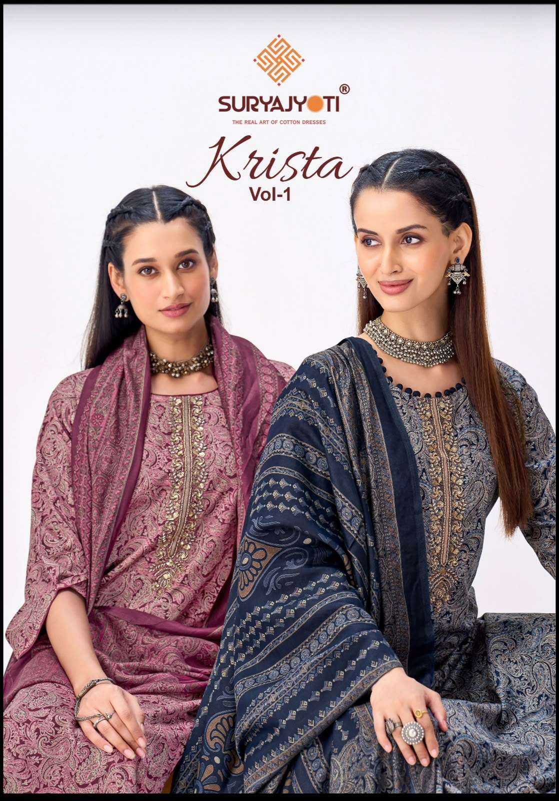 Suryajyoti Krista Vol 1 Jaam Satin Dress Material
