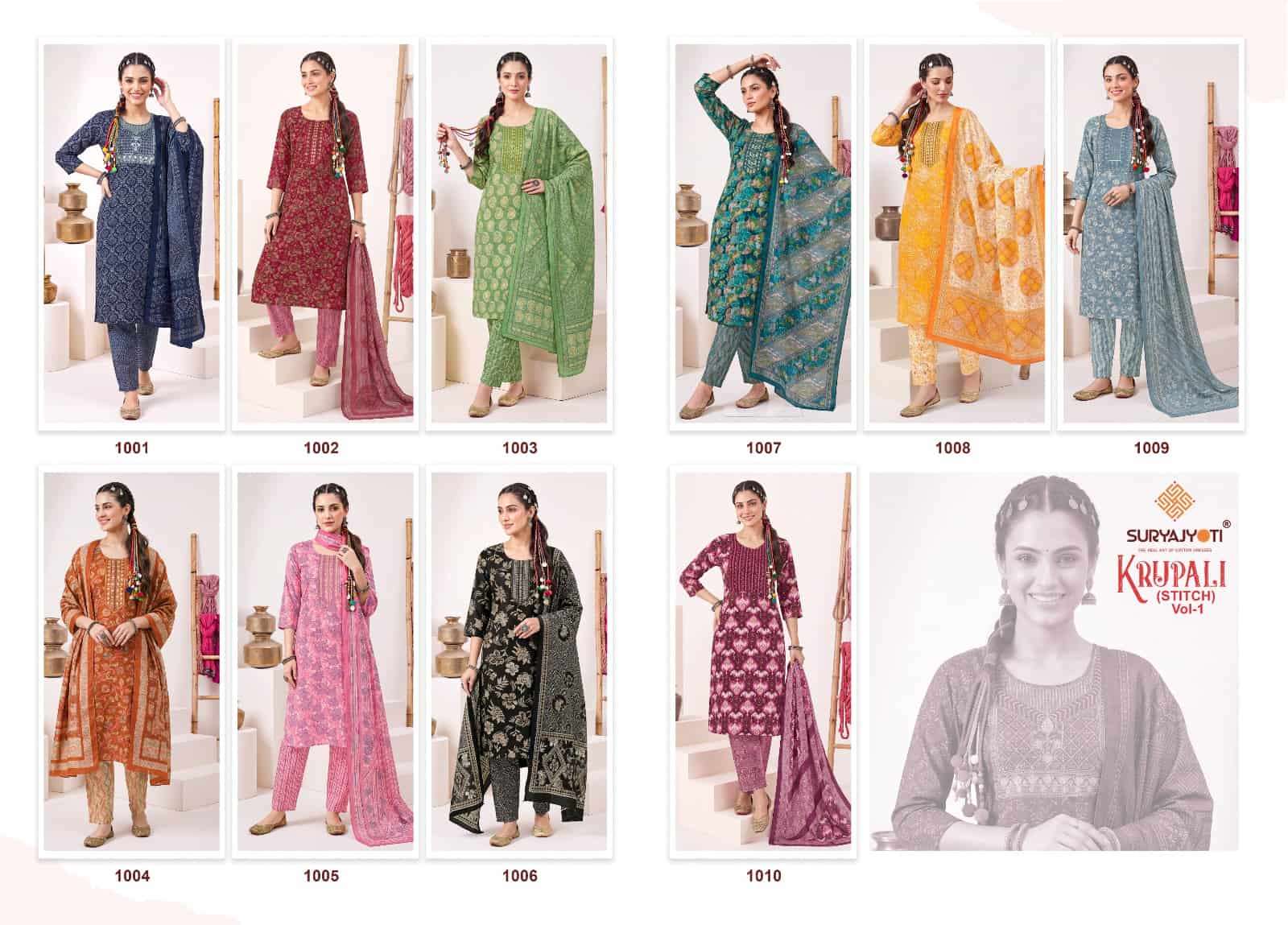 Suryajyoti Krupali Vol 1 Capsule Print Top Bottom Dupatta Set