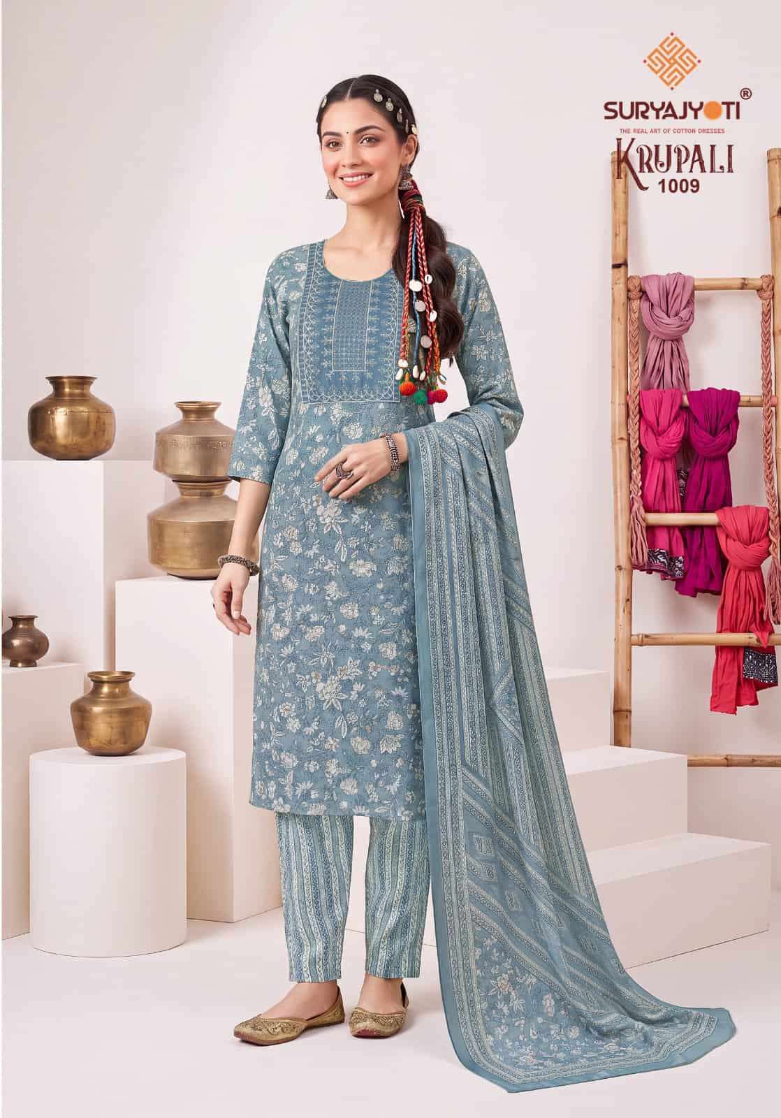 Suryajyoti Krupali Vol 1 Capsule Print Top Bottom Dupatta Set