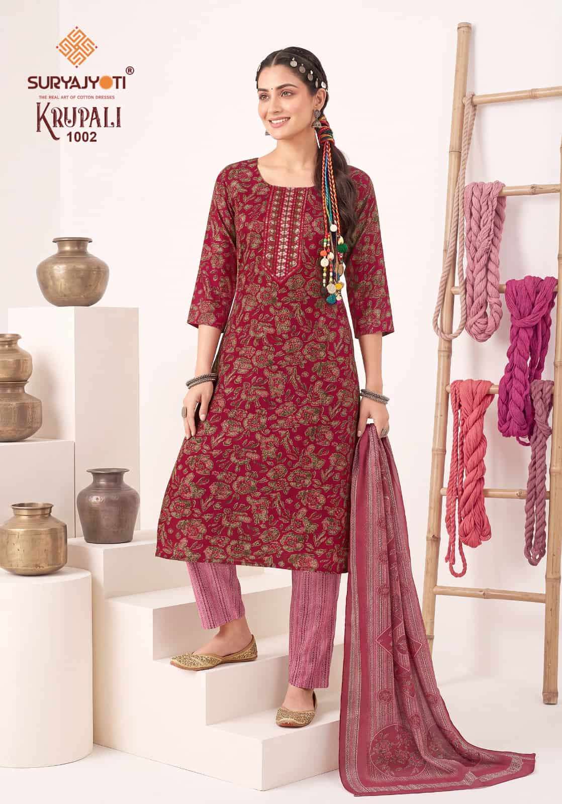 Suryajyoti Krupali Vol 1 Capsule Print Top Bottom Dupatta Set