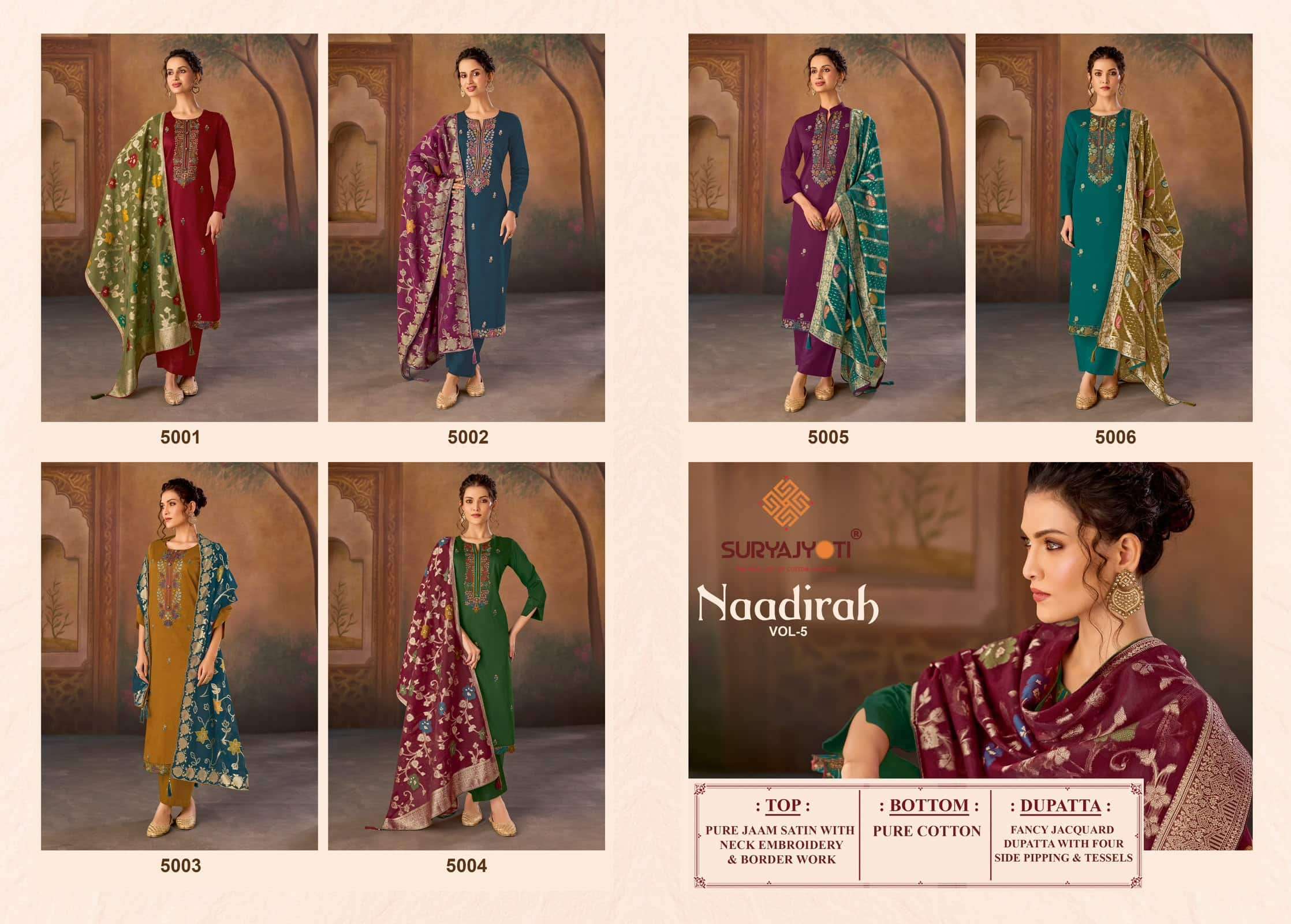 Suryajyoti Naadirah Vol 5 Pure Jam Satin Dress Material