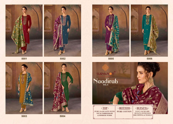 Suryajyoti Naadirah Vol 5 Pure Jam Satin Dress Material