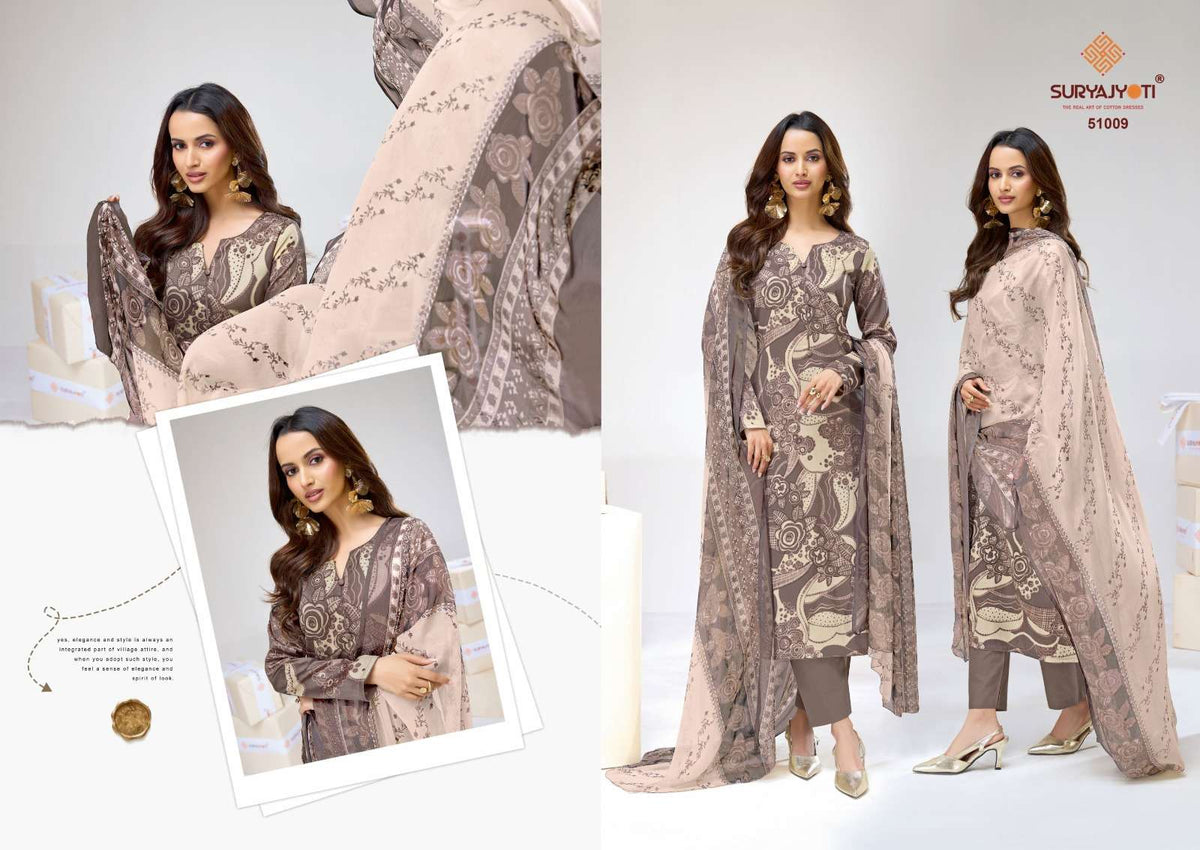 Suryajyoti Naishaa Vol 51 Jam Satin Dress Material Wholesale - Amrah Wholesale