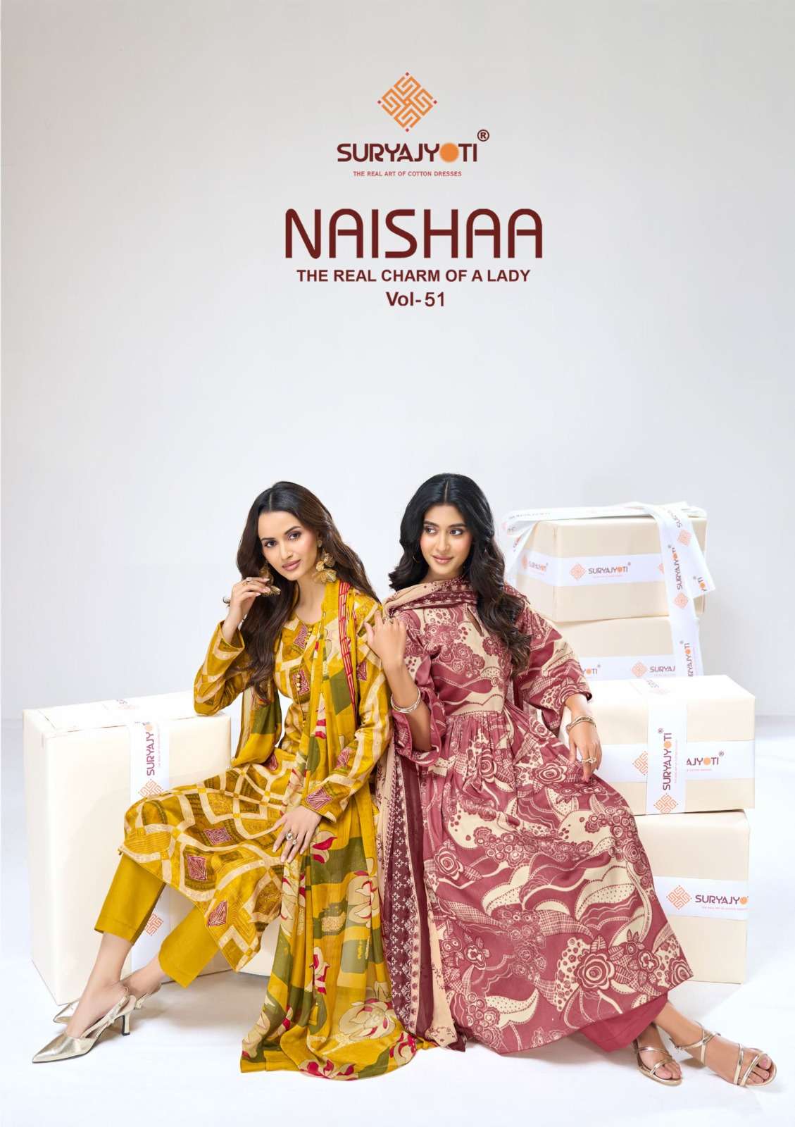 Suryajyoti Naishaa Vol 51 Jam Satin Dress Material Wholesale - Amrah Wholesale