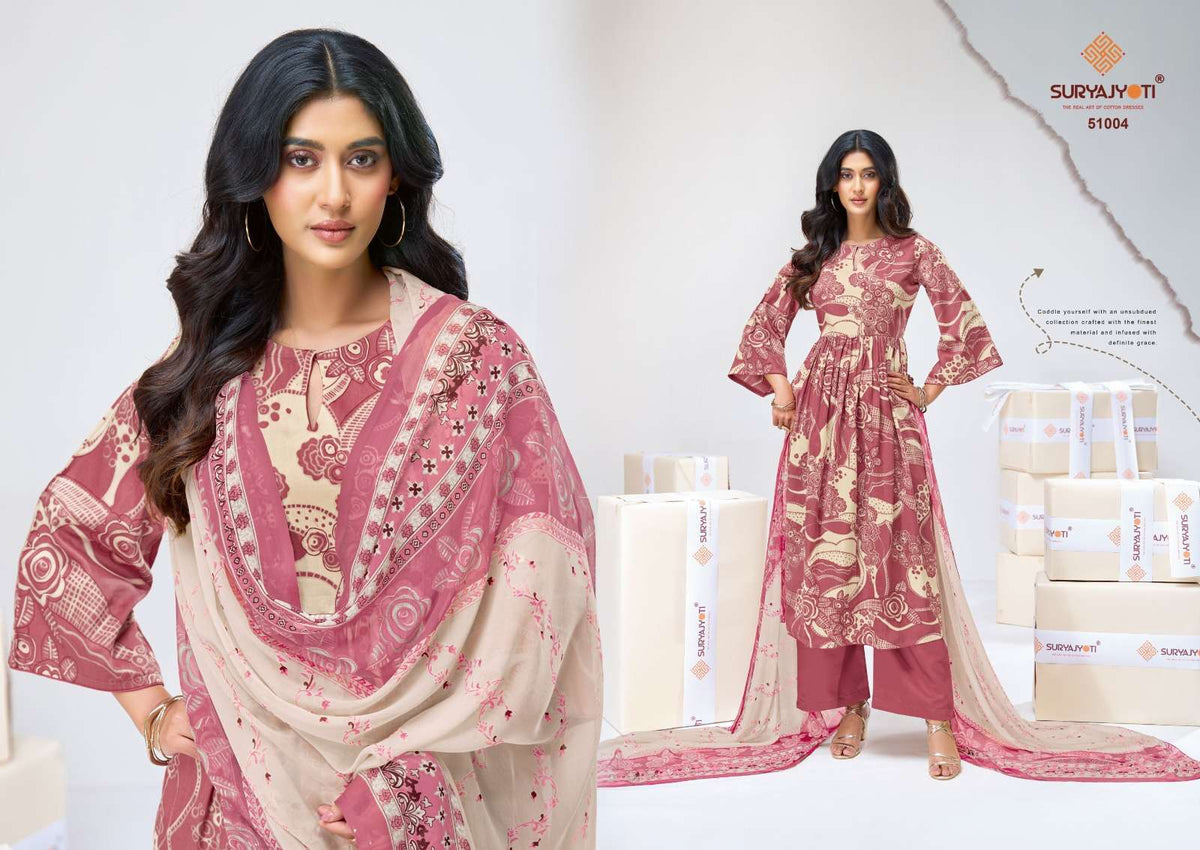 Suryajyoti Naishaa Vol 51 Jam Satin Dress Material Wholesale - Amrah Wholesale