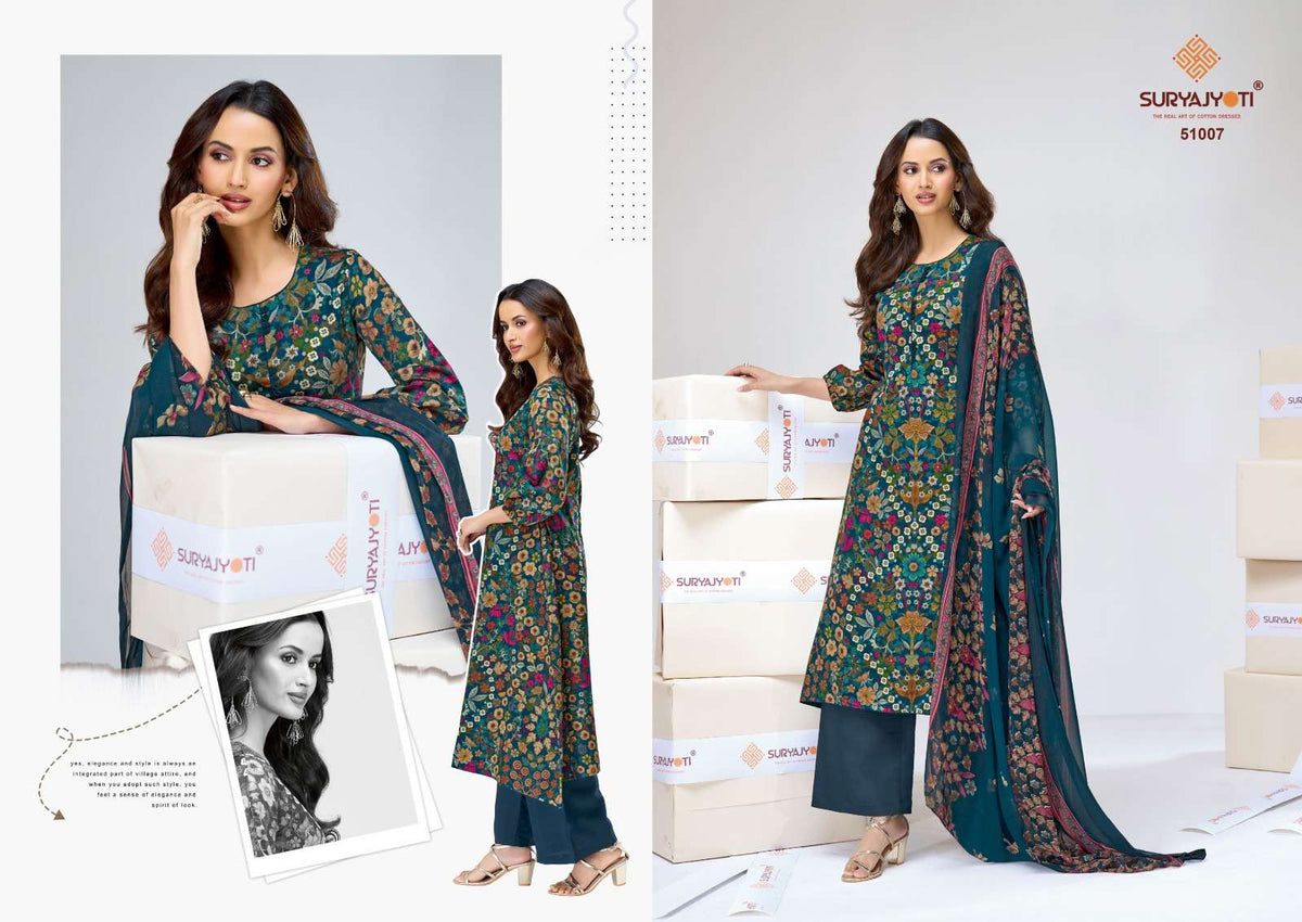 Suryajyoti Naishaa Vol 51 Jam Satin Dress Material Wholesale - Amrah Wholesale