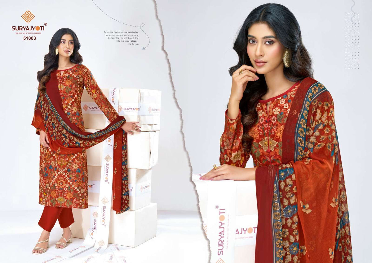 Suryajyoti Naishaa Vol 51 Jam Satin Dress Material Wholesale - Amrah Wholesale