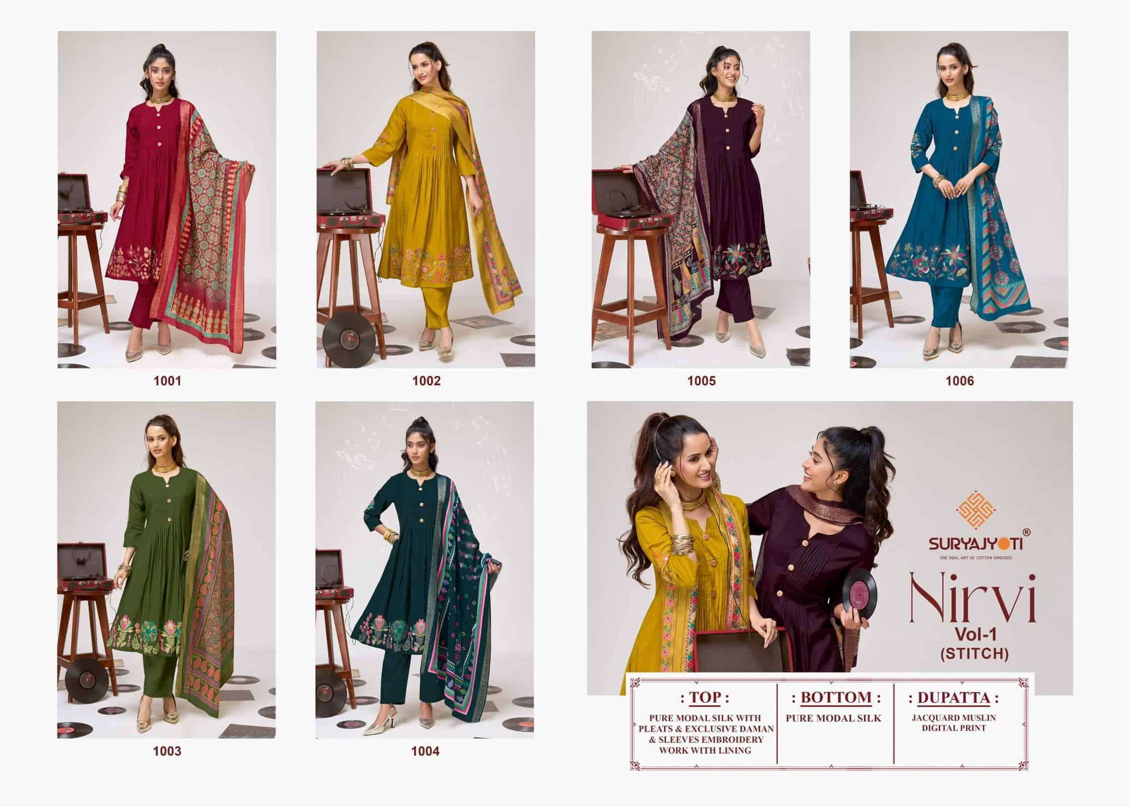 Suryajyoti Nirvi Vol1 Modal Silk Salwar Suit Set Salwar Suit Set - Amrah Wholesale