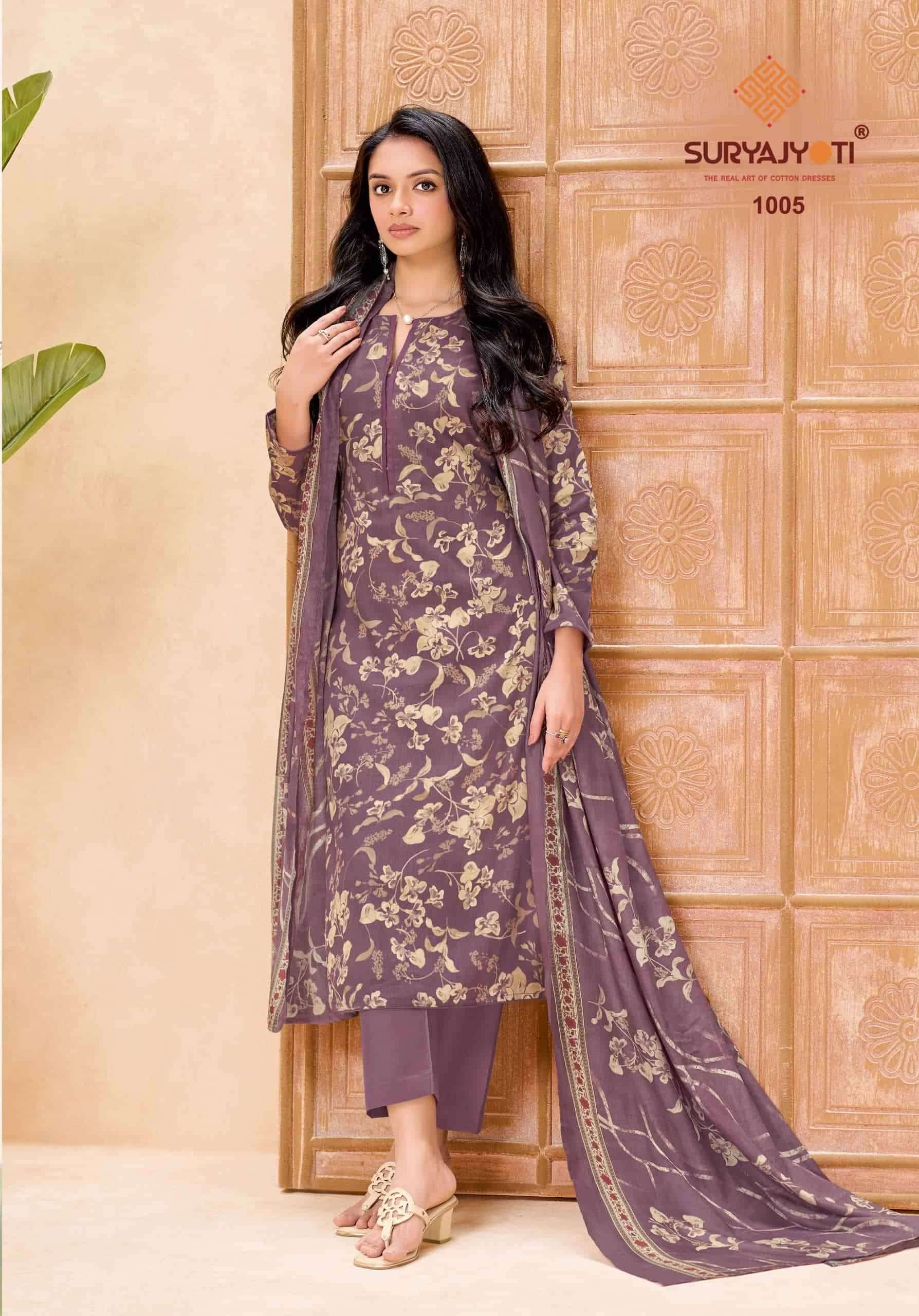 Suryajyoti Nora Vol 1 Jam Satin Printed Dress Material