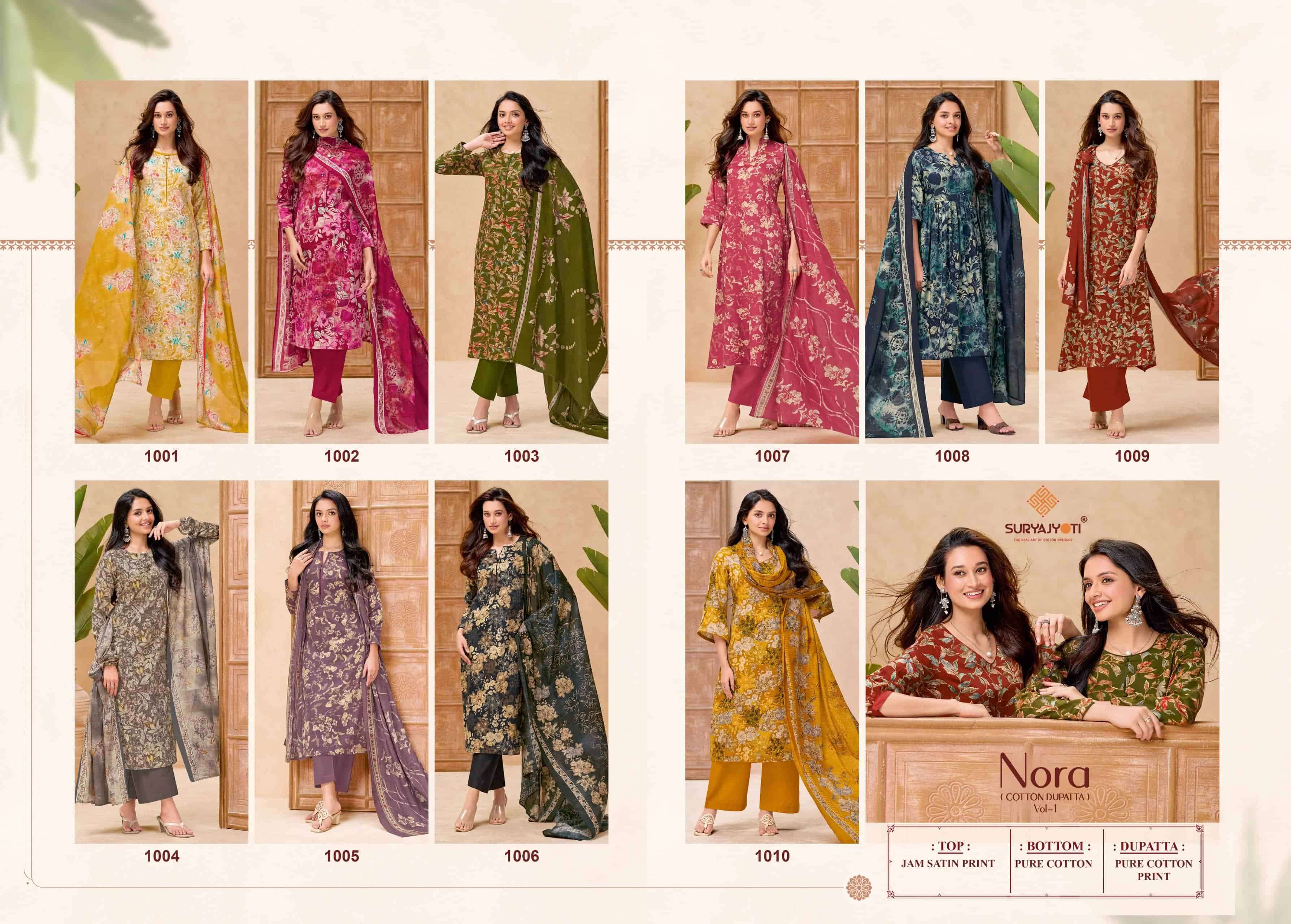 Suryajyoti Nora Vol 1 Jam Satin Printed Dress Material